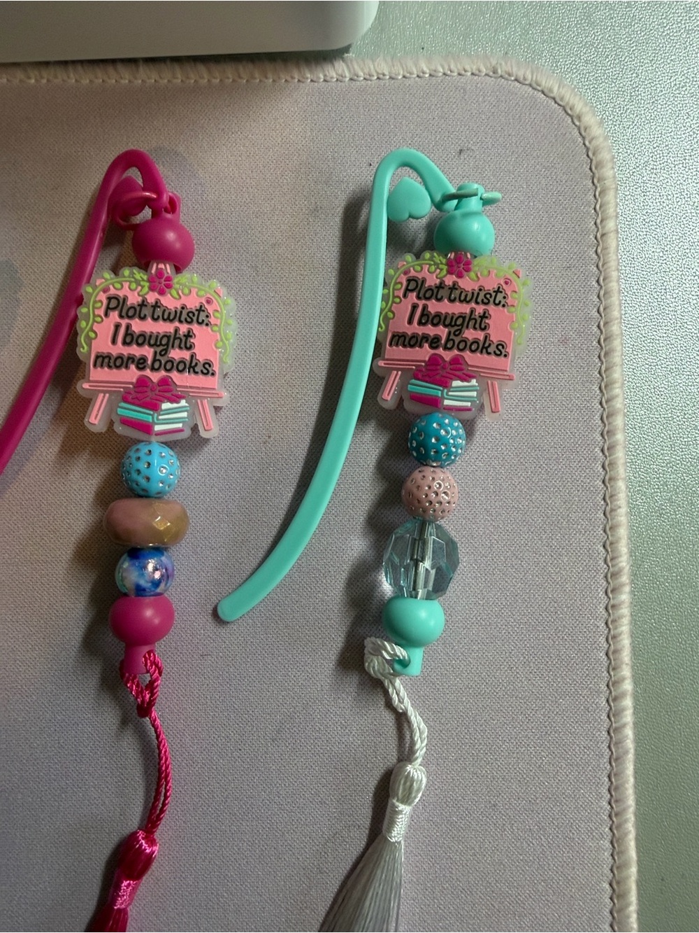 Handmade Plot twist I bought more books Bookmark Charm -with tassel - Picture 2 of 4